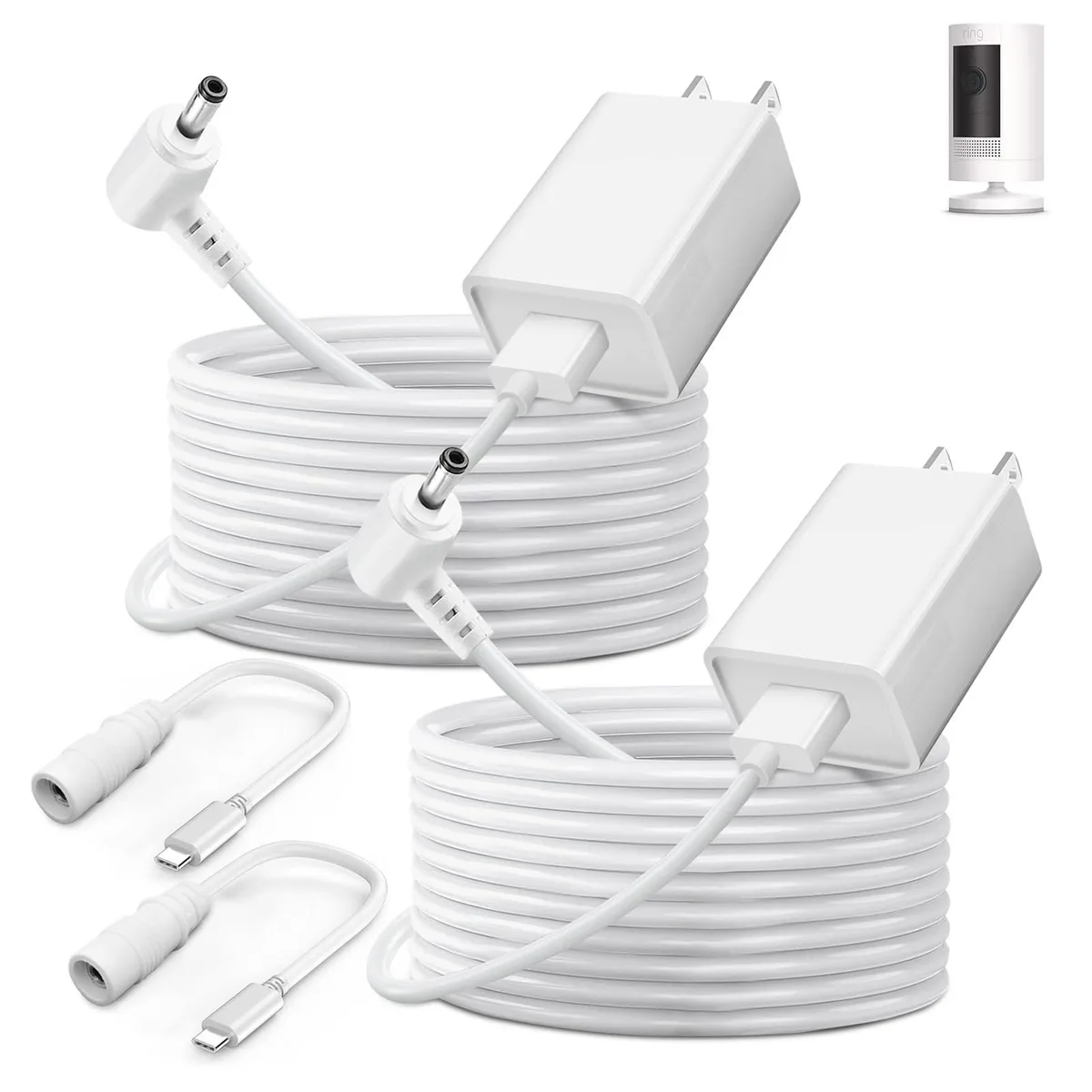  ycwwzzh 2-Pack Power Adapter Cable 13.1ft White — product photo