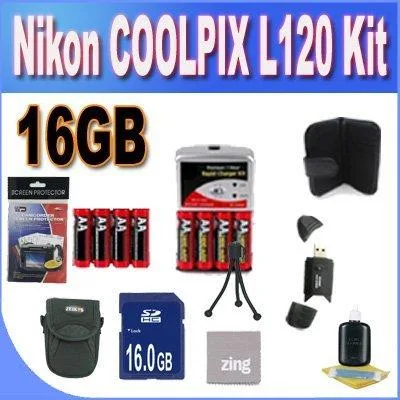 Nikon Inc Nikon COOLPIX L120 16GB Accessory Saver Kit camera kit — product photo