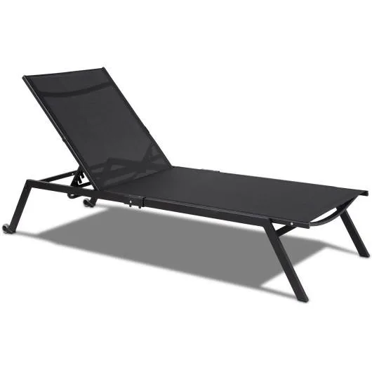 SlickBlue SlickBlue Height Adjustable Sling Armless Lounge Chaise Black — product photo