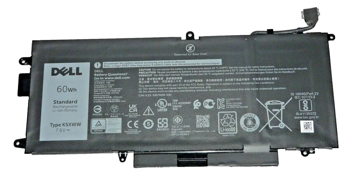 TOPKTEAM TOPKTEAM 60Wh 7.6V Li-ion laptop battery K5XWW for Latitude 7389 7390 5289 7280 5000 3180 2-in-1 — product photo