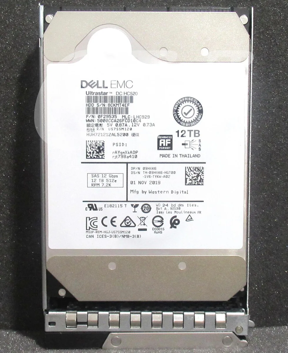 DELL DELL HUH721212AL5200 12TB 7200RPM SAS 256MB 3.5in internal hard drive — product photo