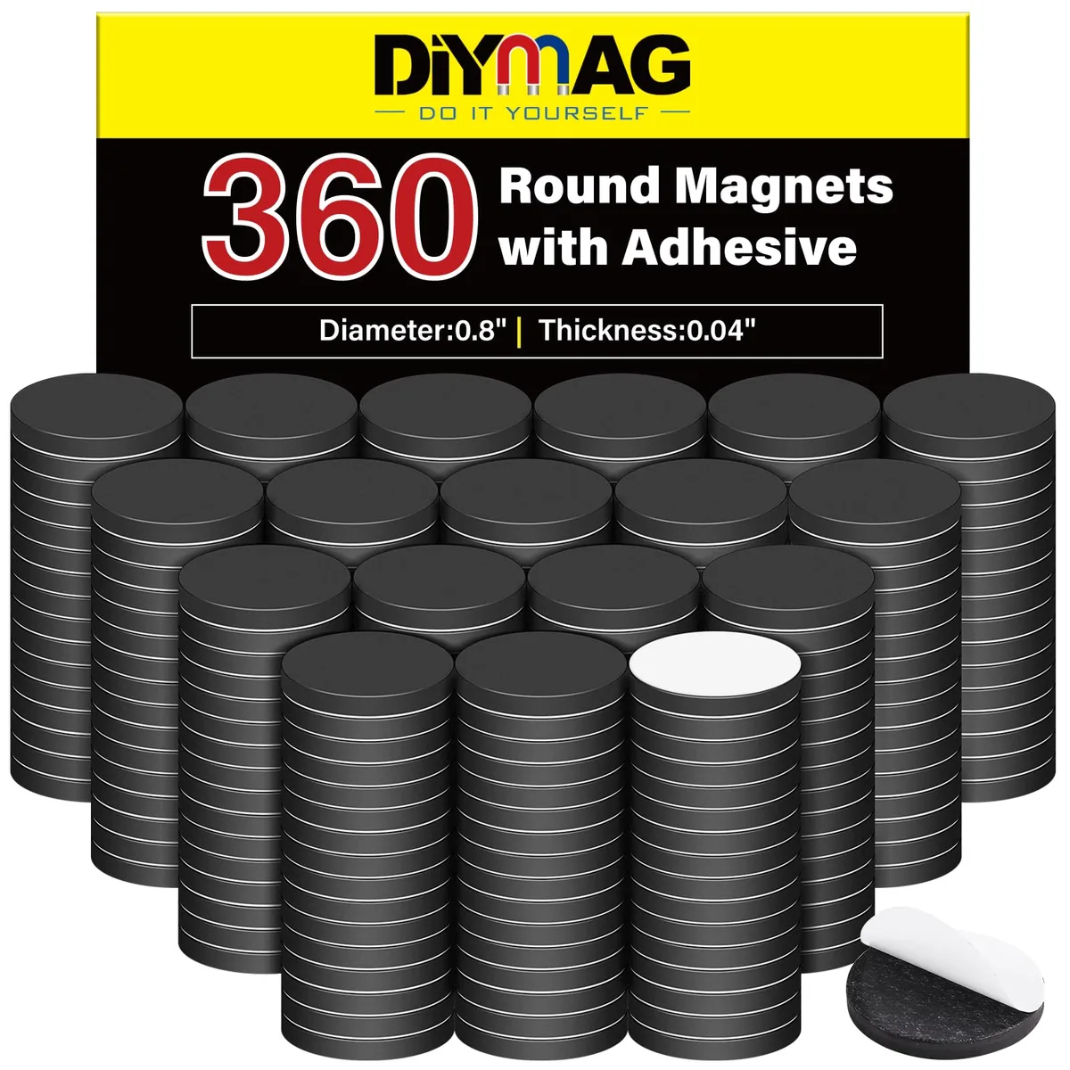 360 round magnetic dots on a roll, each .8 by .04 in
