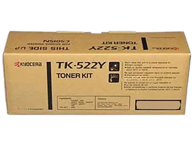 Yellow Kyocera TK522Y toner cartridge in sealed box
