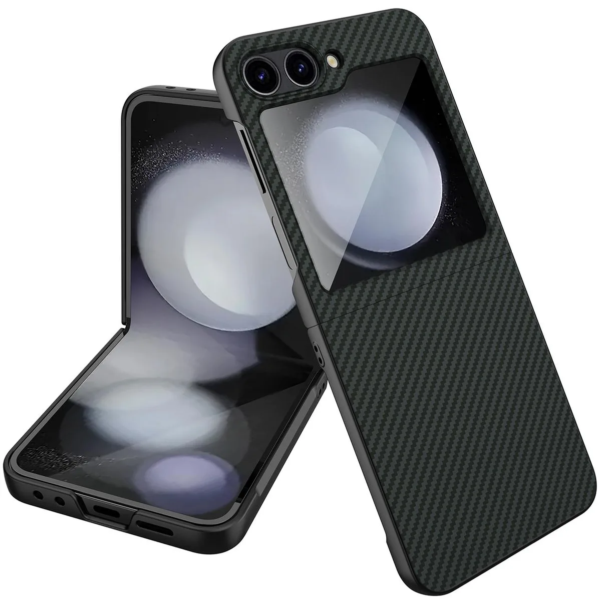Nakedcellphone Nakedcellphone Slim Hard Case Galaxy Z Flip 6/7 FE Black Carbon Fiber — product photo