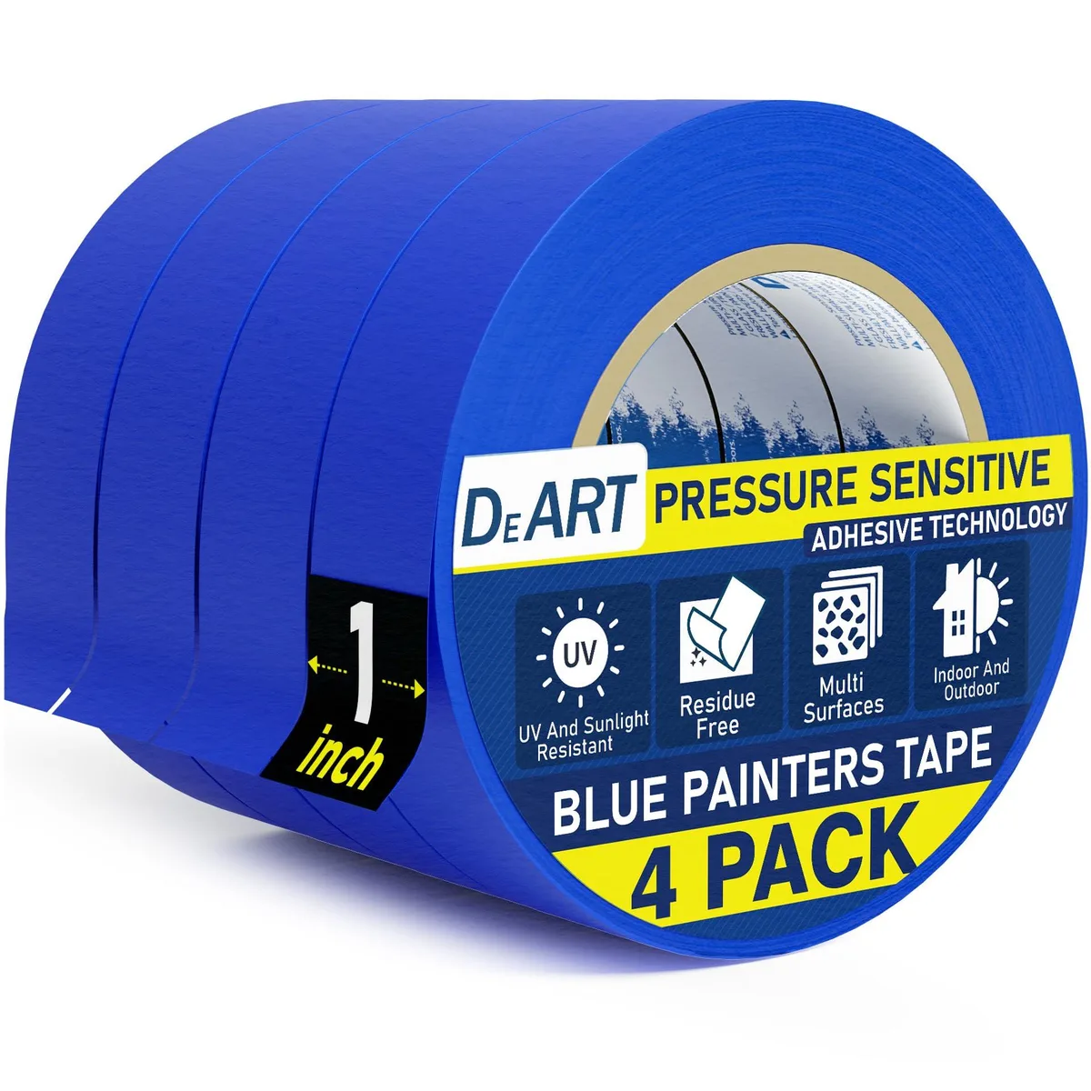  DEART Blue Crepe Paper Painters Tape 4 Pack .98 inch x 22 yards — product photo