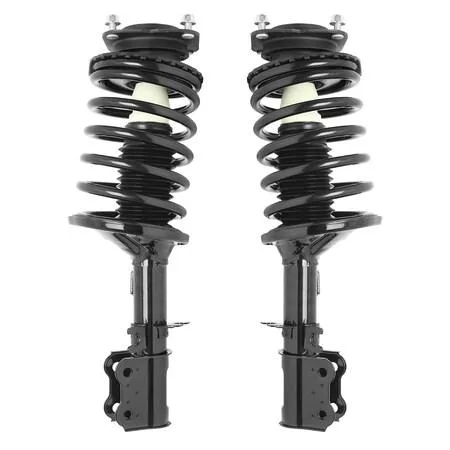 Pair of Unity front complete strut assemblies, silver metal finish