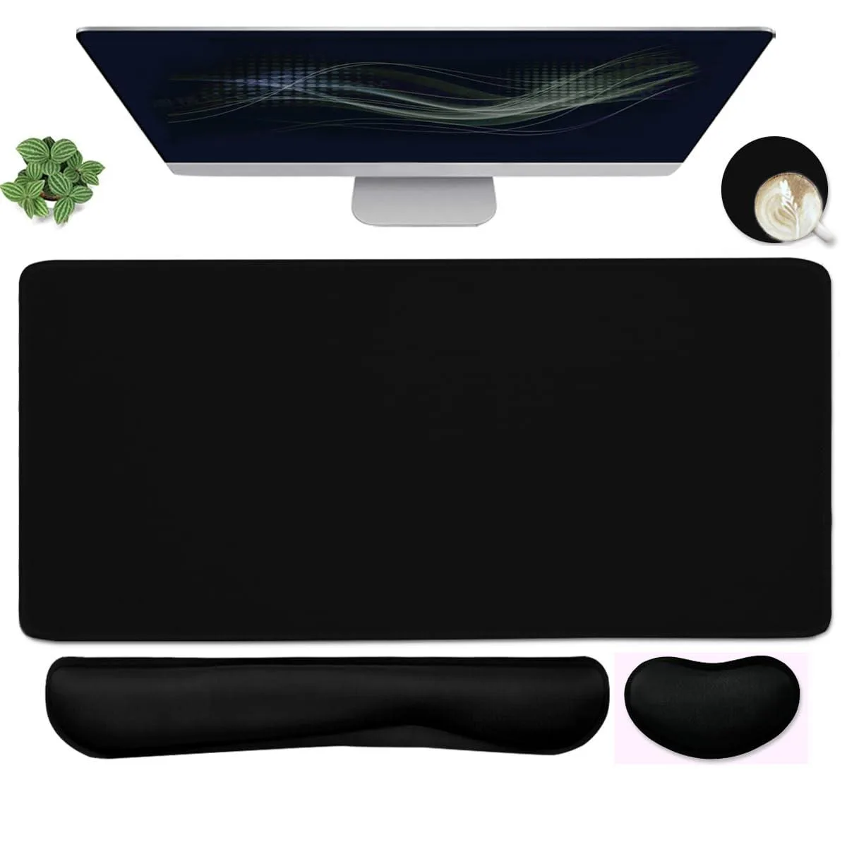  Yunoble 4-in-1 Gaming Wrist Rest DESK-BK Black 39.88 x 43.94 cm — product photo