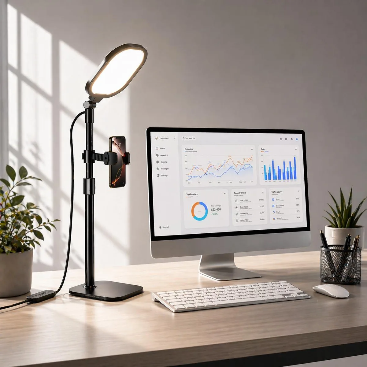  Neewer LitONES-616 Ring Light 50W 3000K-6500K 10 Levels 22-31in Stand — product photo