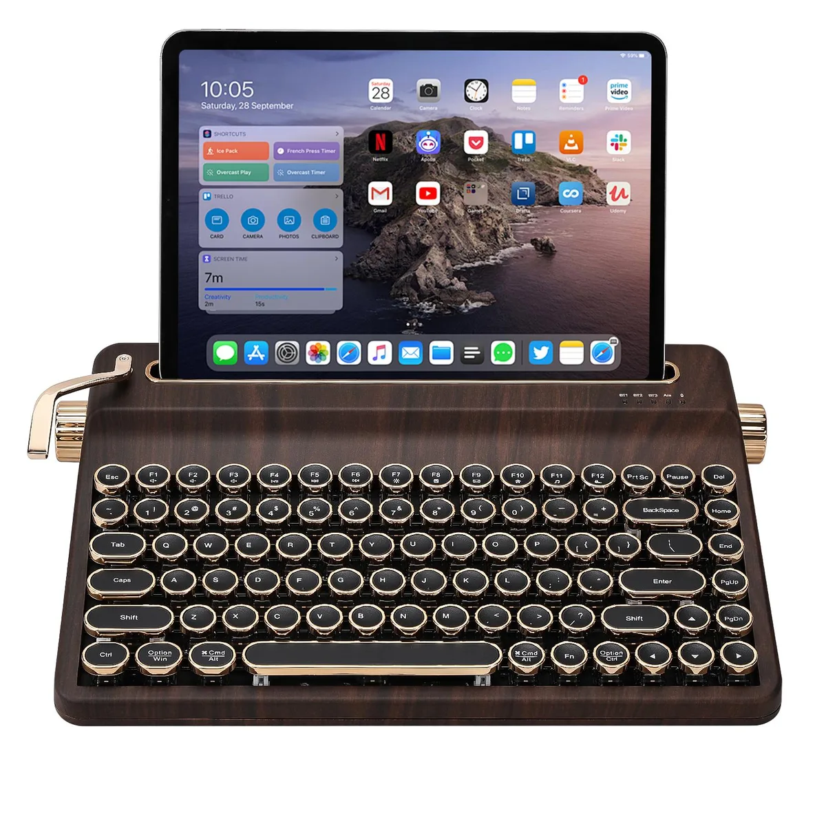 YUNZII YUNZII QL75 75% Wireless Mechanical Keyboard Wood Grain Onyx Tactile Switch — product photo