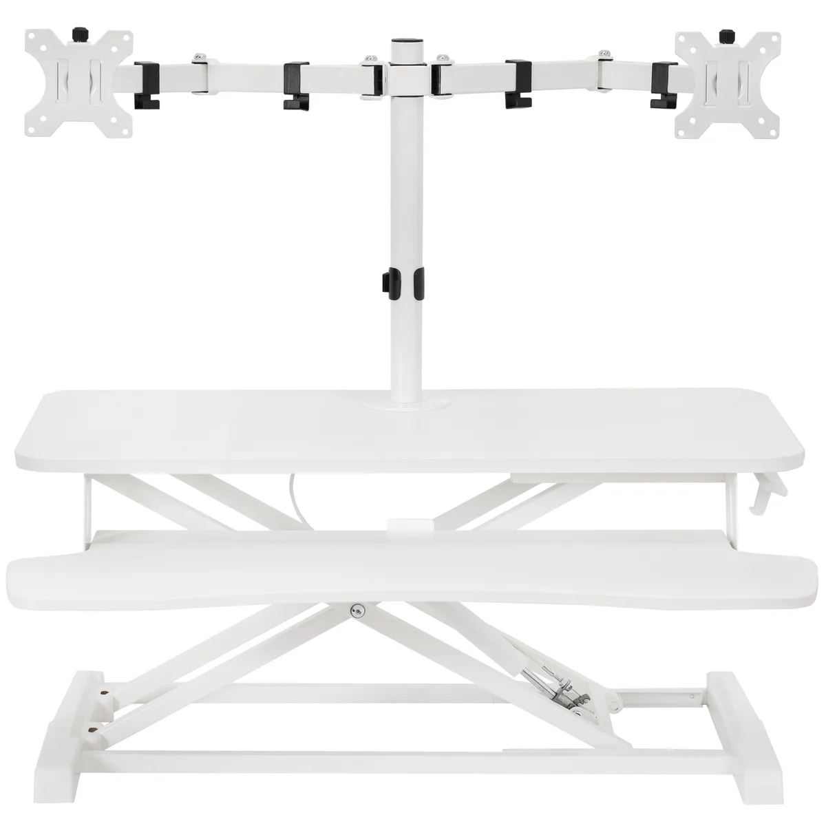 VIVO VIVO White 32" Standing Desk Riser with Dual Monitor Mount office furniture — product photo