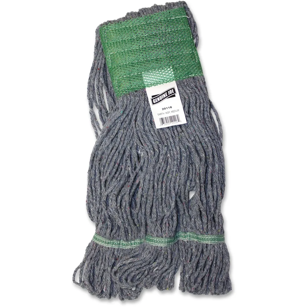 Medium blue polyester mophead refill with 5-inch headband