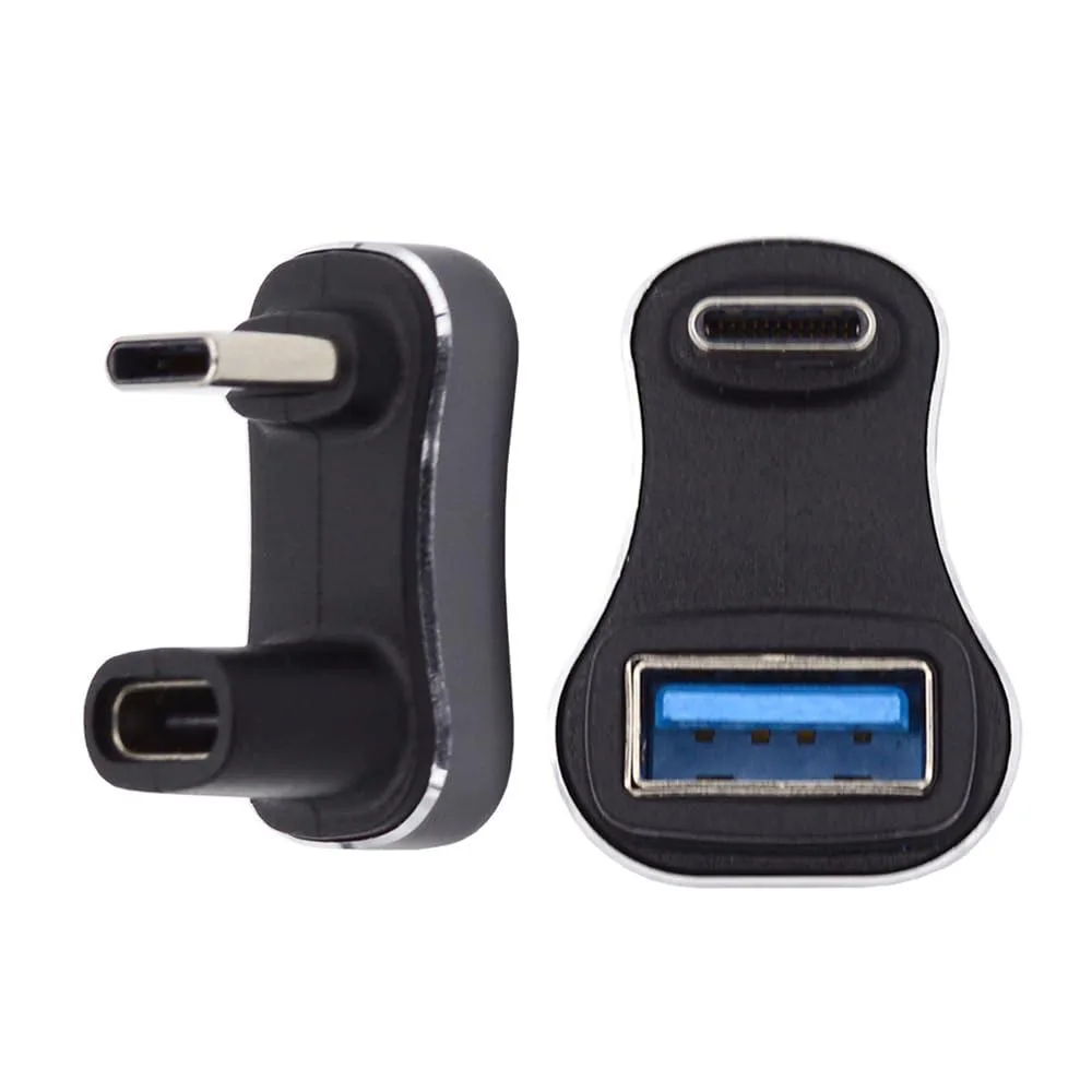 Fervit Fervit USB 3.0 Type-C Male to Female &amp; OTG Power Data Adapter Opposite U Shape Back Angled 11mm — product photo