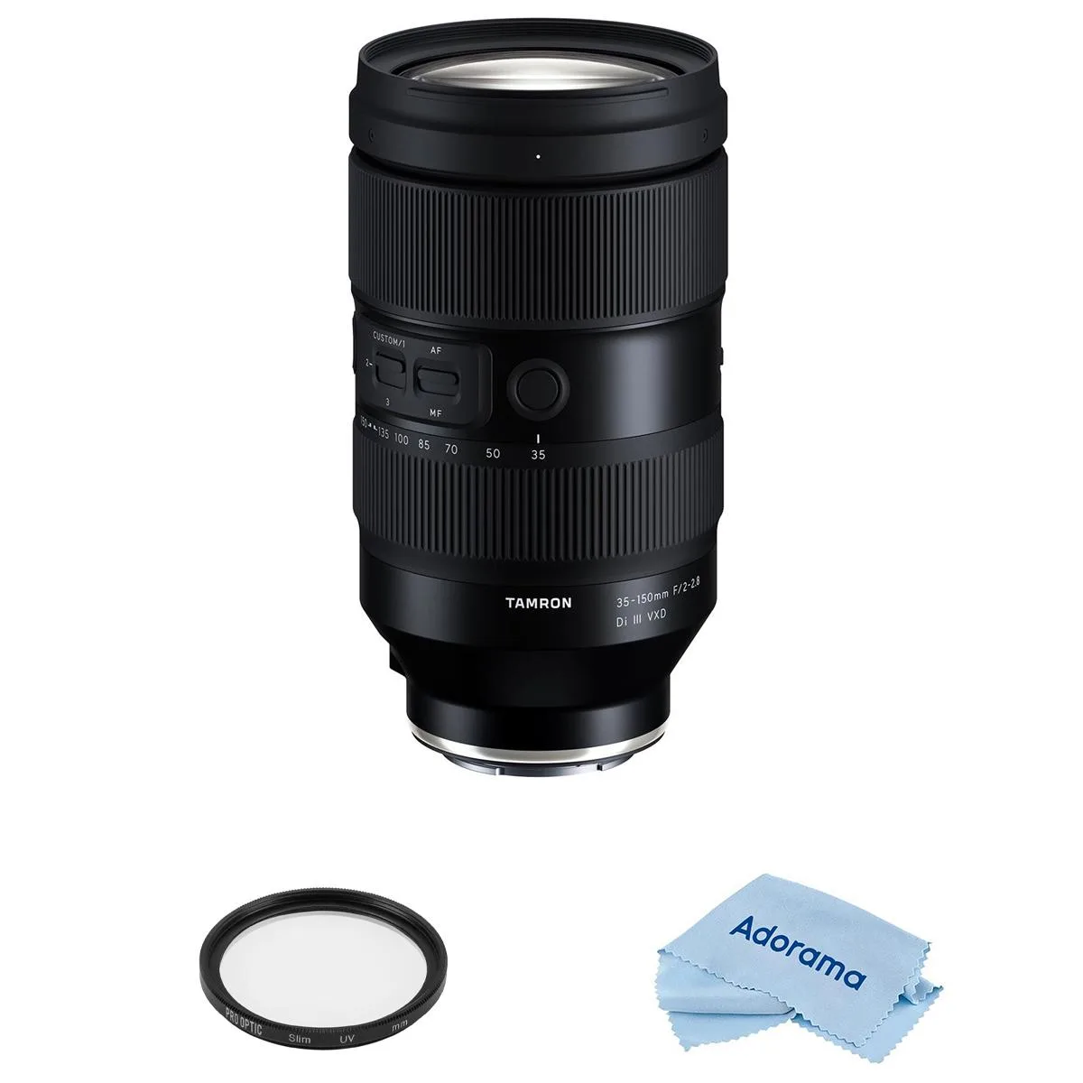 Tamron Tamron 35-150mm f/2-2.8 Di III VXD Sony E Bundle 82mm UV Filter Cleaning Kit camera lens — product photo