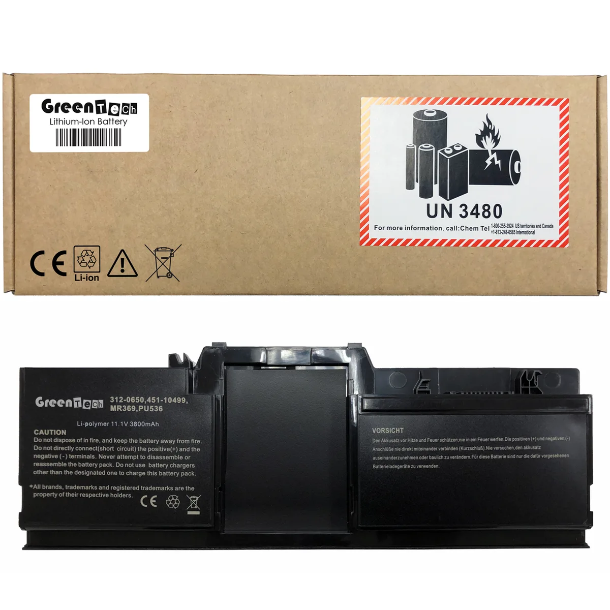 NShi NShi laptop battery for Dell Latitude XT XT2 11.1V 42Whr 3800mAh 6-cell black — product photo