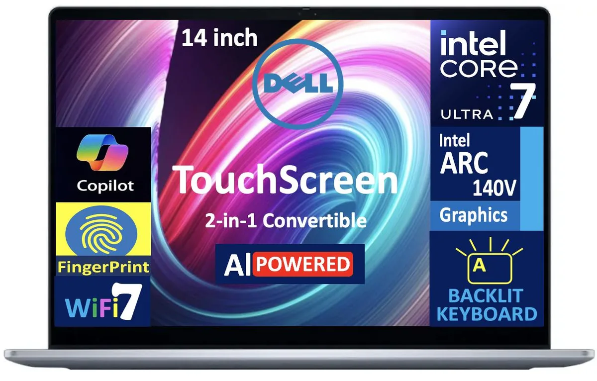 DELL DELL 14 Plus 2-in-1 laptop Ice Blue Ultra 7-256V 16GB LPDDR5X 1TB — product photo