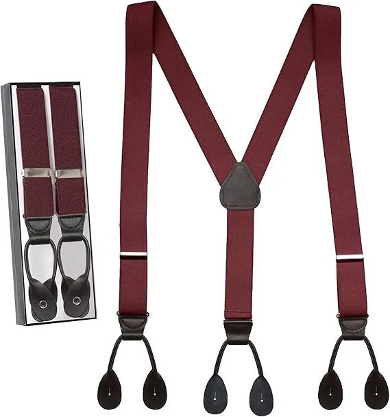 Hold'Em Hold'Em Tuxedo Suspenders Burgundy Tall 54" 1.25" Button End — product photo