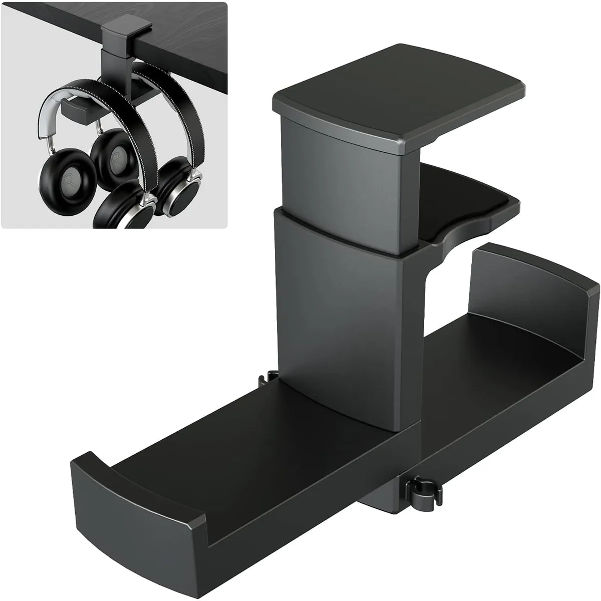 Avid EMHPSTANDDUAL2IN1 Dual Headphone Stand Black 360° 39mm Clamp 2kg — product photo