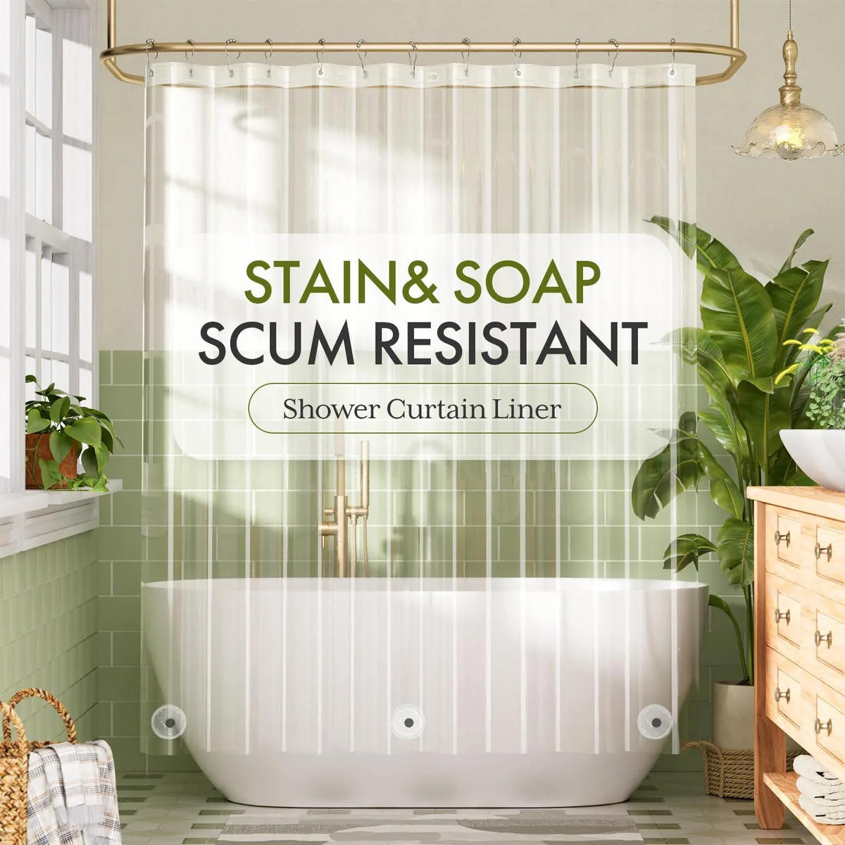  Shower Curtain Liner 72x72 PEVA 3 Magnets 12 Grommets — product photo