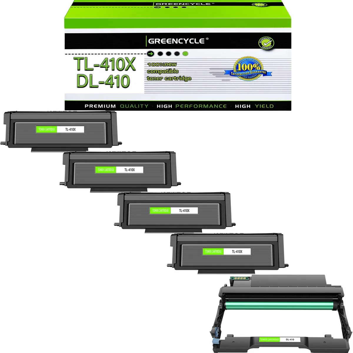 GREENCYCLE GREENCYCLE 4-Pack TL-410X Toner &amp; 1-Pack DL-410 Drum — product photo