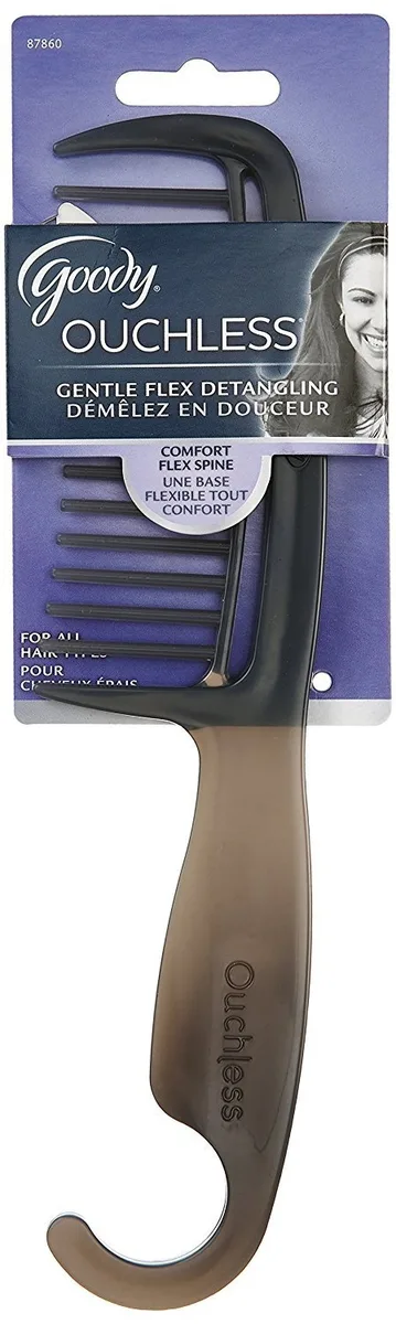 Lightweight plastic shower comb with long widely spaced teeth in assorted color