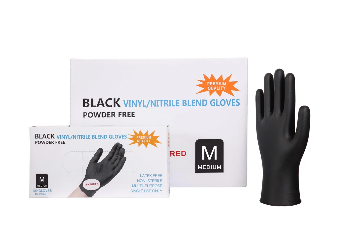  JoystyKare Vinyl Nitrile Blend Disposable Gloves, Black, Medium — product photo