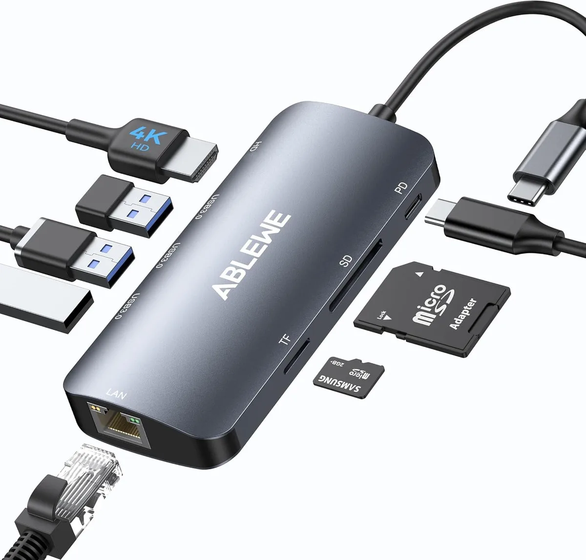 MCHOSE MCHOSE 8-in-1 USB C Hub 4K@60Hz 1000Mbps 100W PD 3 USB 3.0 — product photo