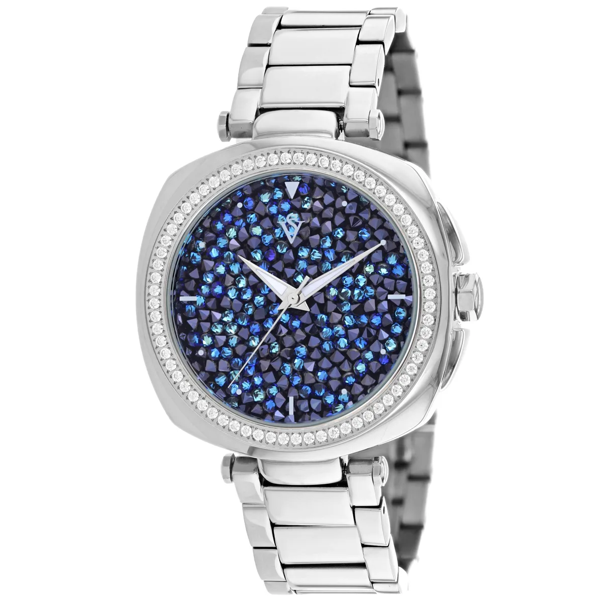 Christian Van Sant CV0490 blue dial stainless steel watch on matching bracelet