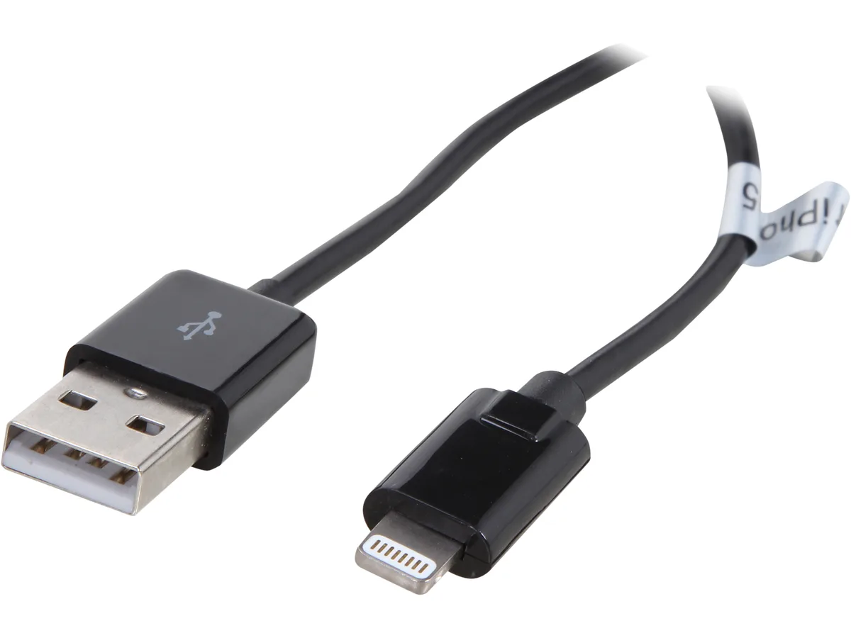 Black Lightning to USB-A cable, 3 ft, reversible connectors