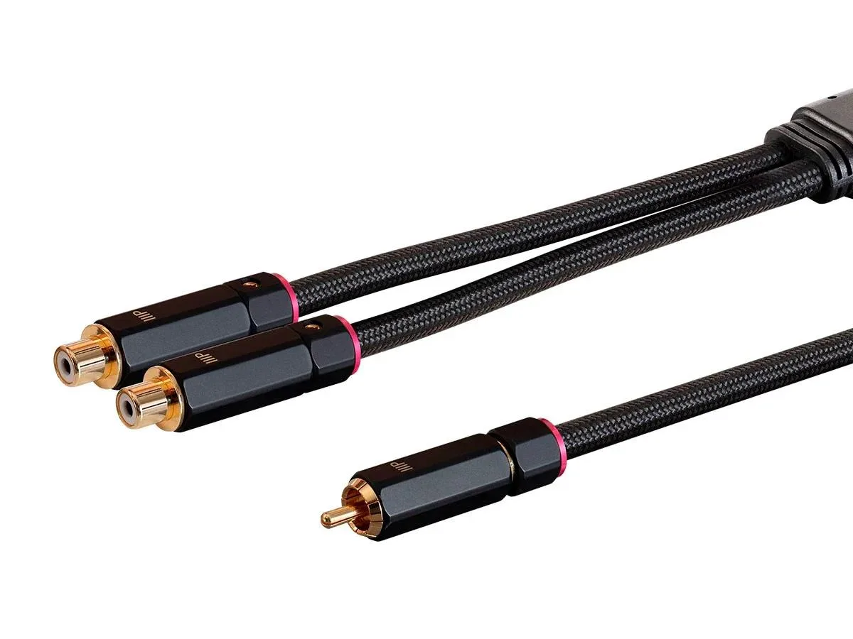 Monoprice Inc. Monoprice 138080 1-Male to 2-Female RCA Y-Adapter 0.3048m Black Onix Series — product photo