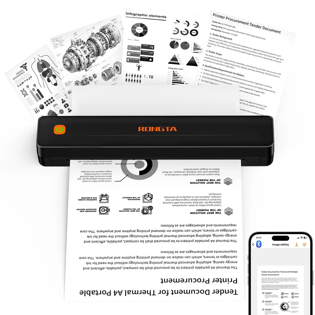 Rongta F11A receipt printer 203 DPI 8.5 in 7 ppm 0.43 kg — product photo