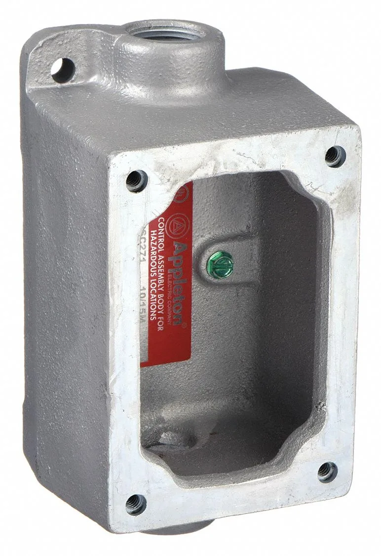 Gray iron one-gang electrical mounting box with lug brackets