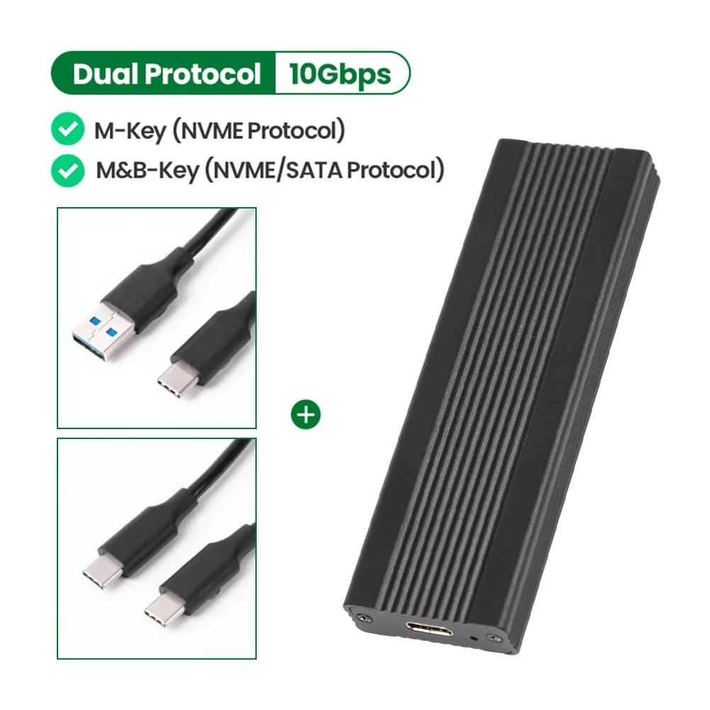 YINGHUA YINGHUA M.2 to USB-C Enclosure Aluminium Dual Protocol 5Gbps 10Gbps UASP Black D — product photo