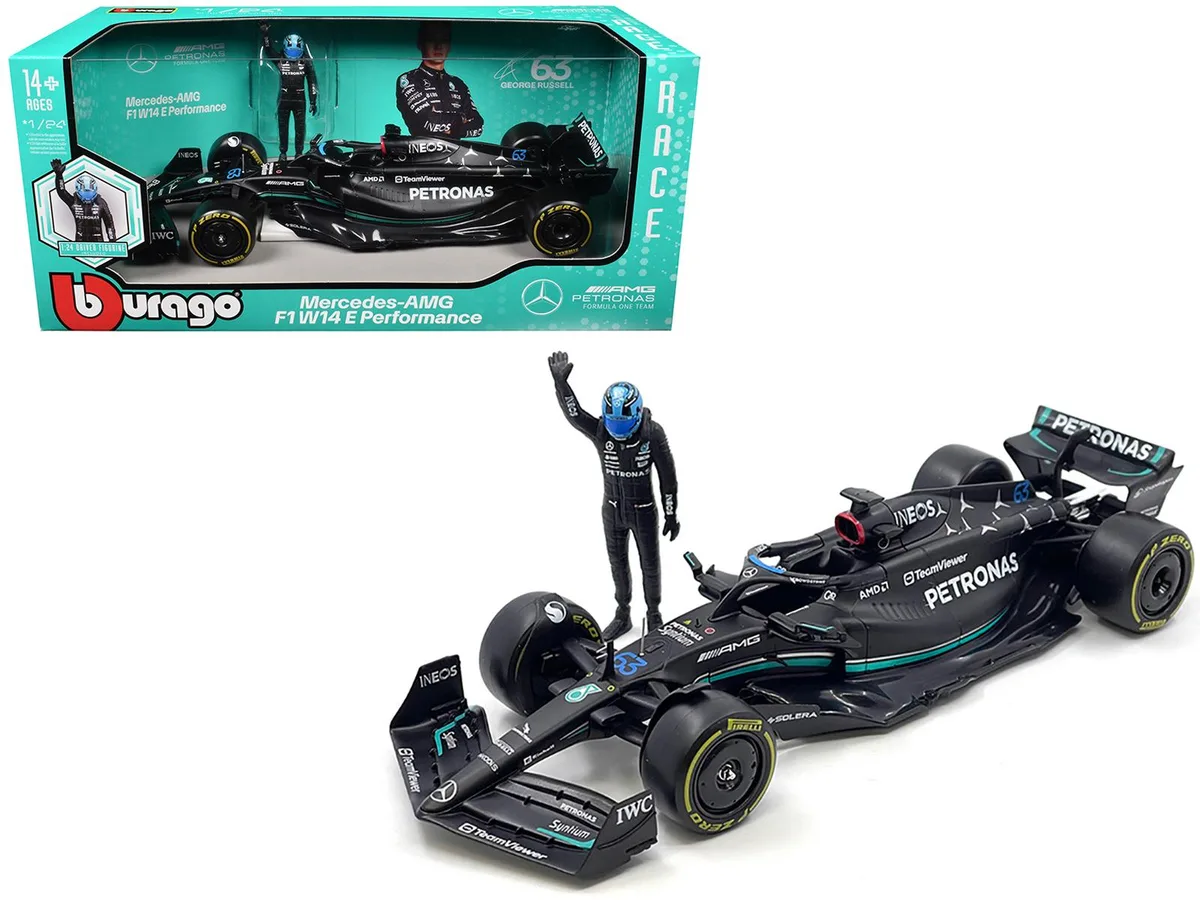 BBURAGO BBURAGO Mercedes-AMG W14 #63 Petronas 2023 1/24 Diecast with Driver Figure — product photo