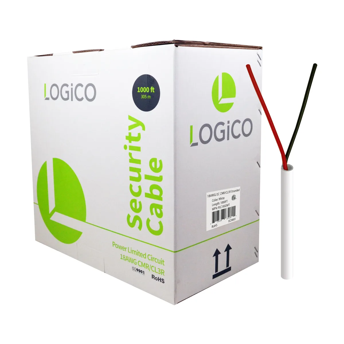 Logico Logico Security Alarm Cable 18/2 Stranded CMR CL3R 1000ft — product photo