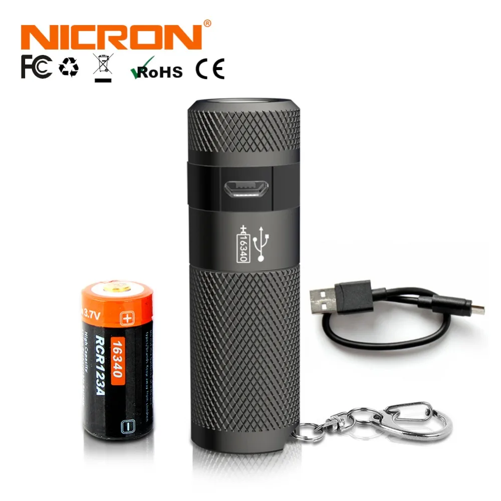 NICRON NICRON B10 Mini LED Flashlight 200LM USB Rechargeable — product photo