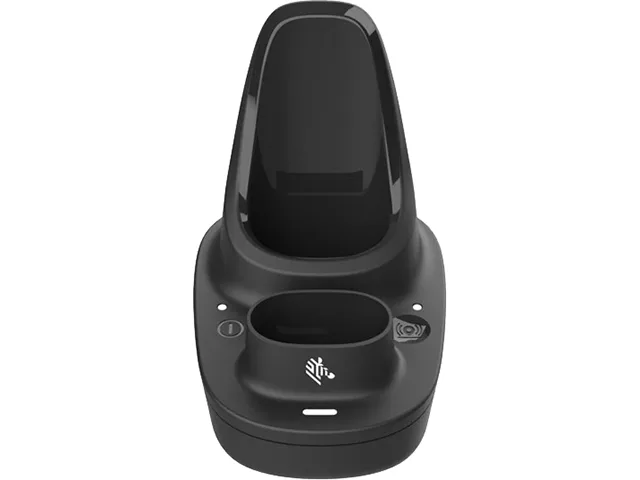 Black cordless cradle with scanner slot and spare battery slot