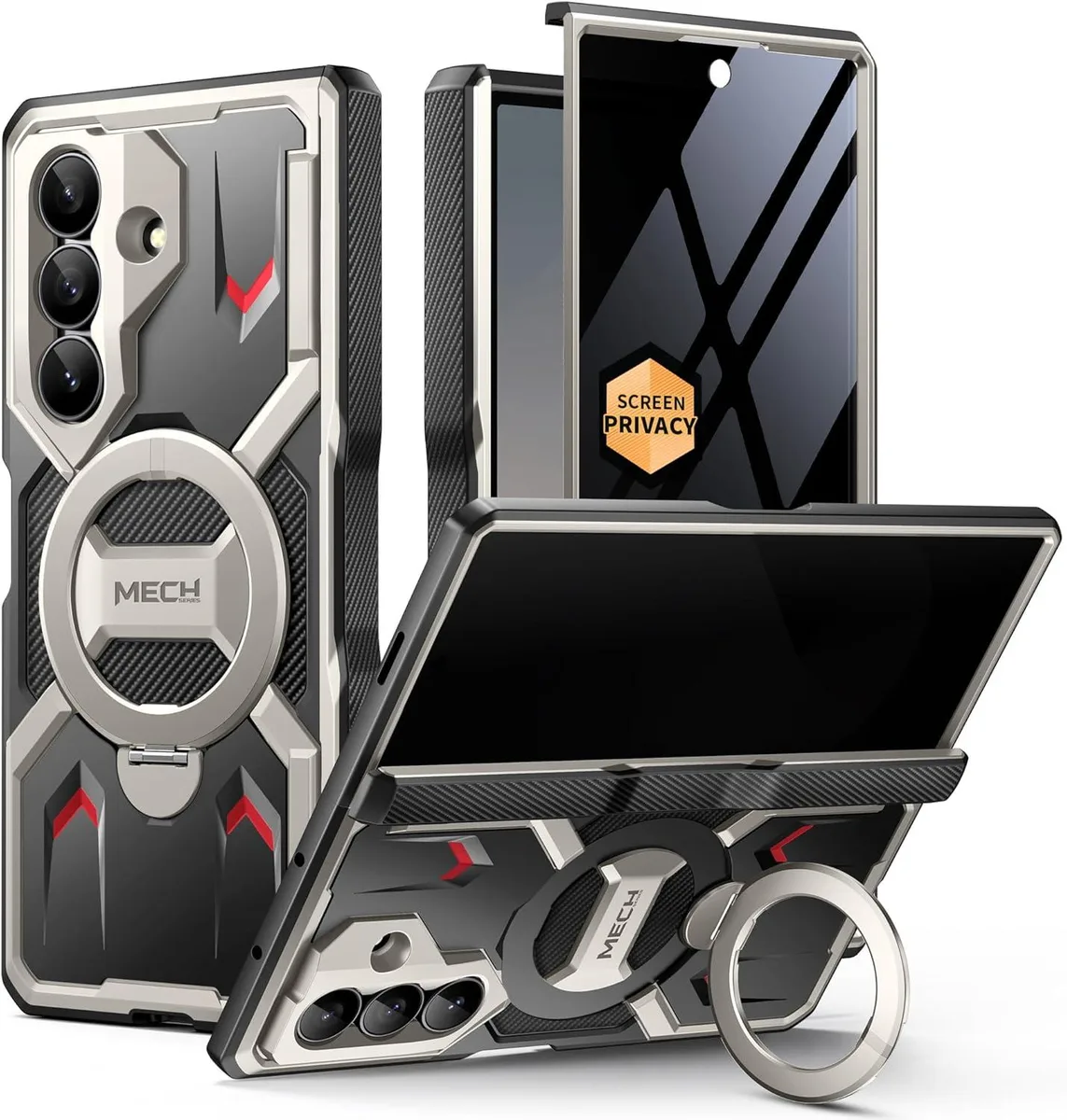 BFKK BFKK 360° Spin Magnetic Stand Case with Privacy Screen Protector for Samsung Galaxy Z Fold 7 Tigray — product photo