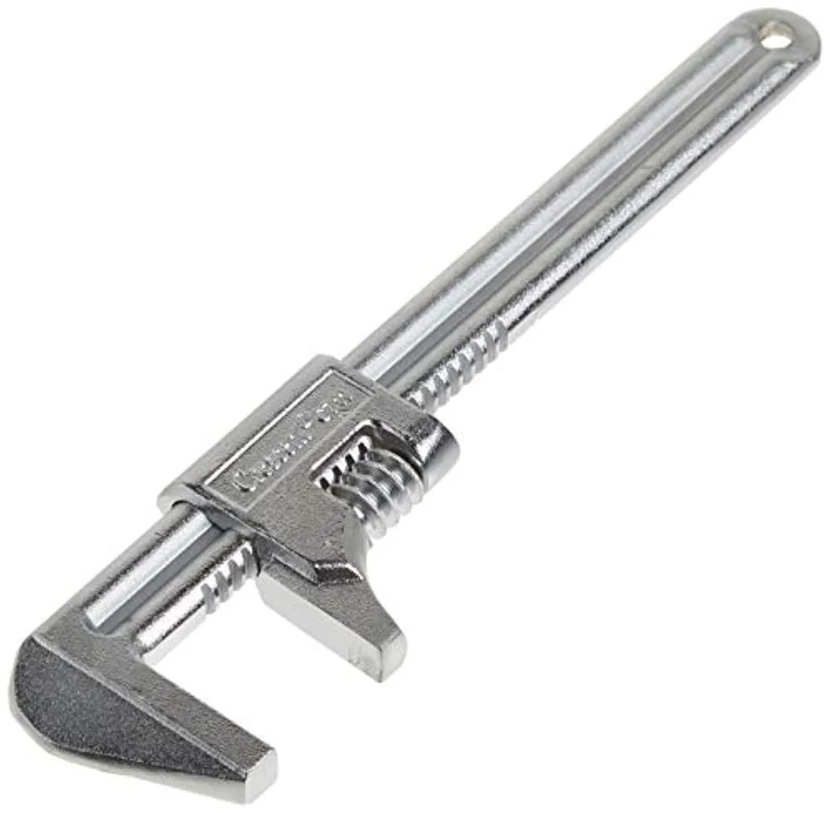 11 inch adjustable wrench, chrome finish, wide smooth jaws