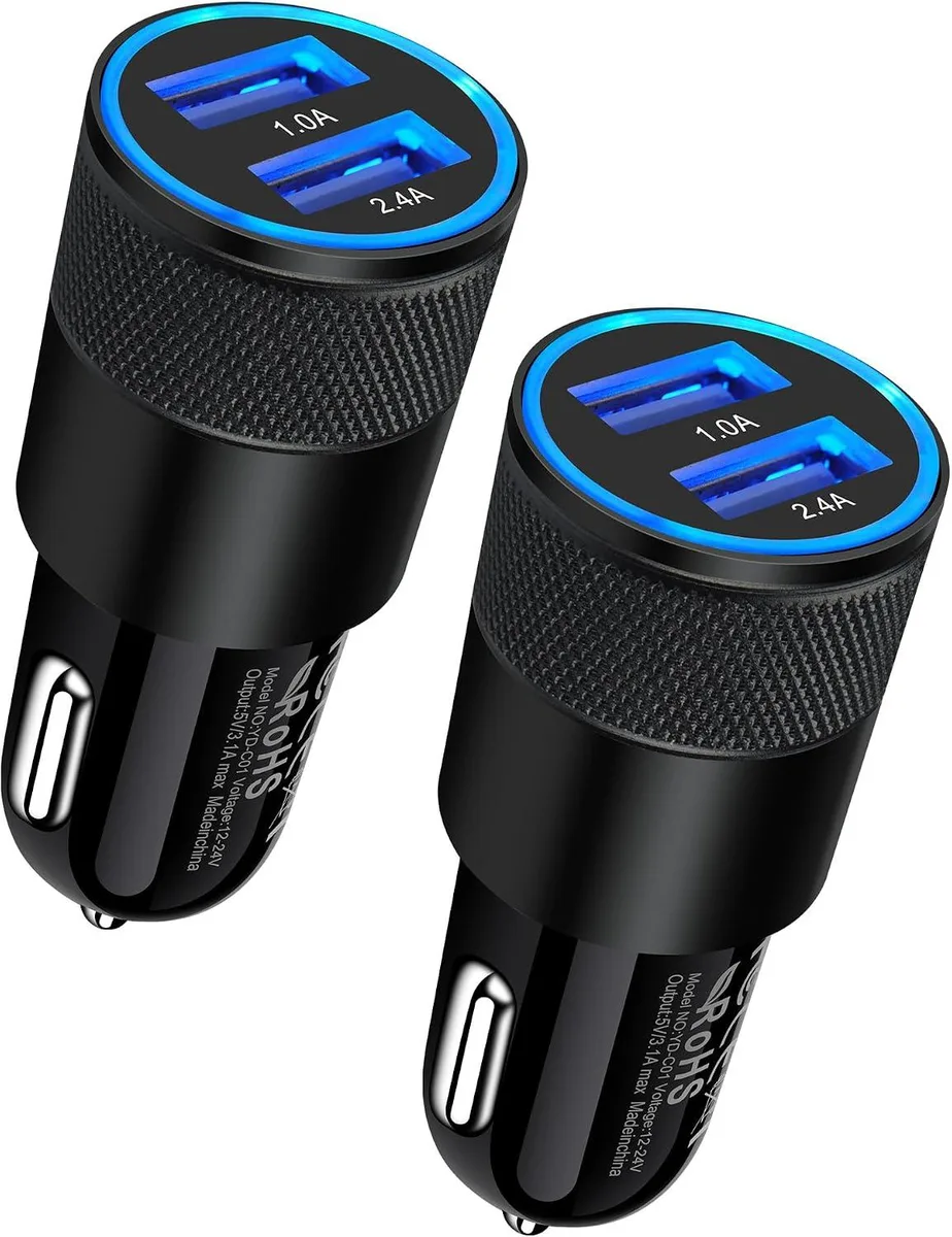 Hamzan Hamzan Dual USB-A Car Charger 2-Pack 3.4A — product photo