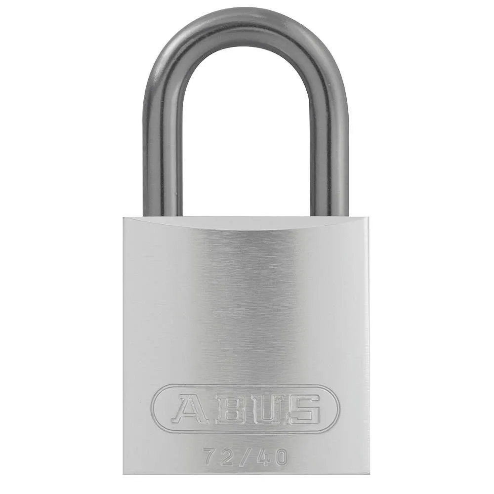 Silver anodized aluminum lockout padlock with hardened steel shackle