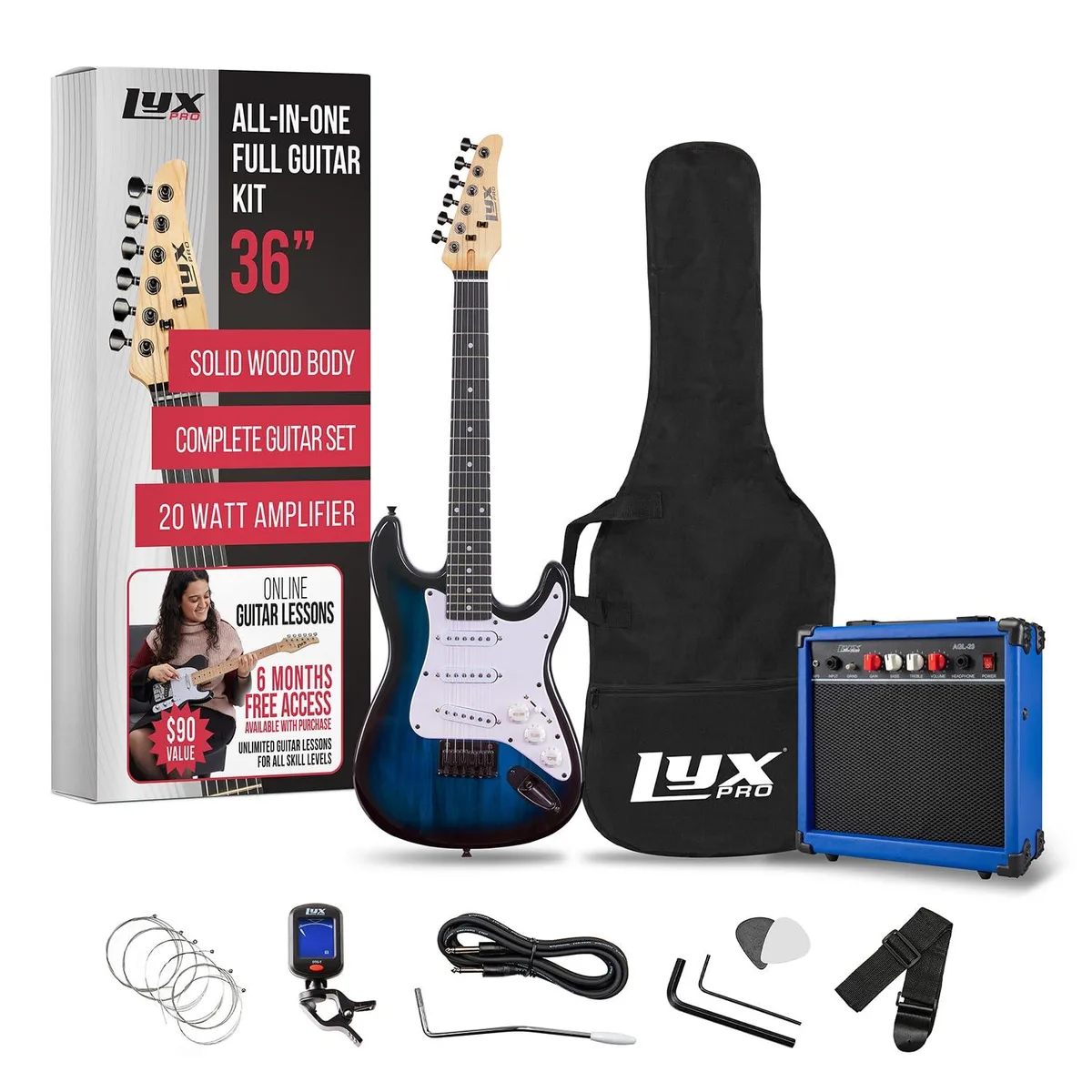 LyxPro LyxPro 36 Inch Left-Handed Electric Guitar Kit - Red — product photo