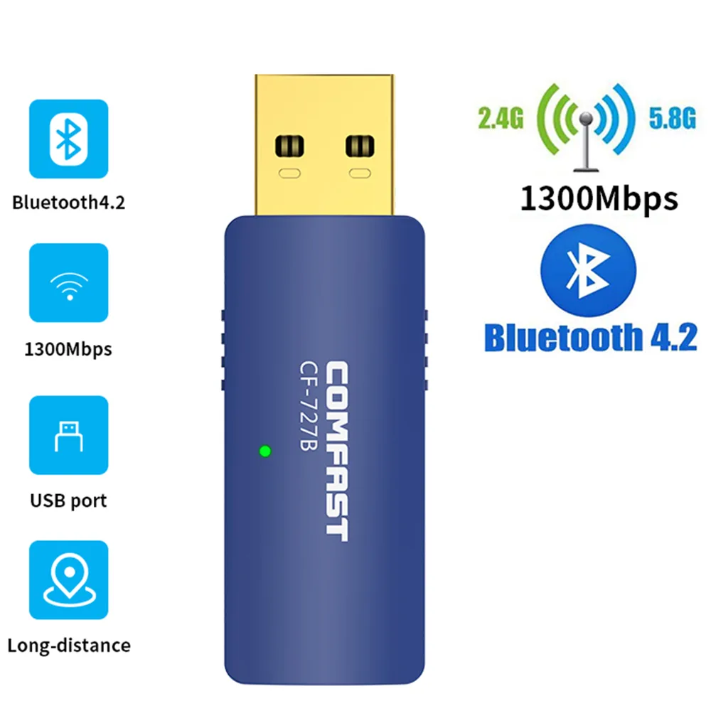 SMA SMA AC1300 USB Wi-Fi Adapter Blue RTL8822BU Bluetooth 4.2 — product photo
