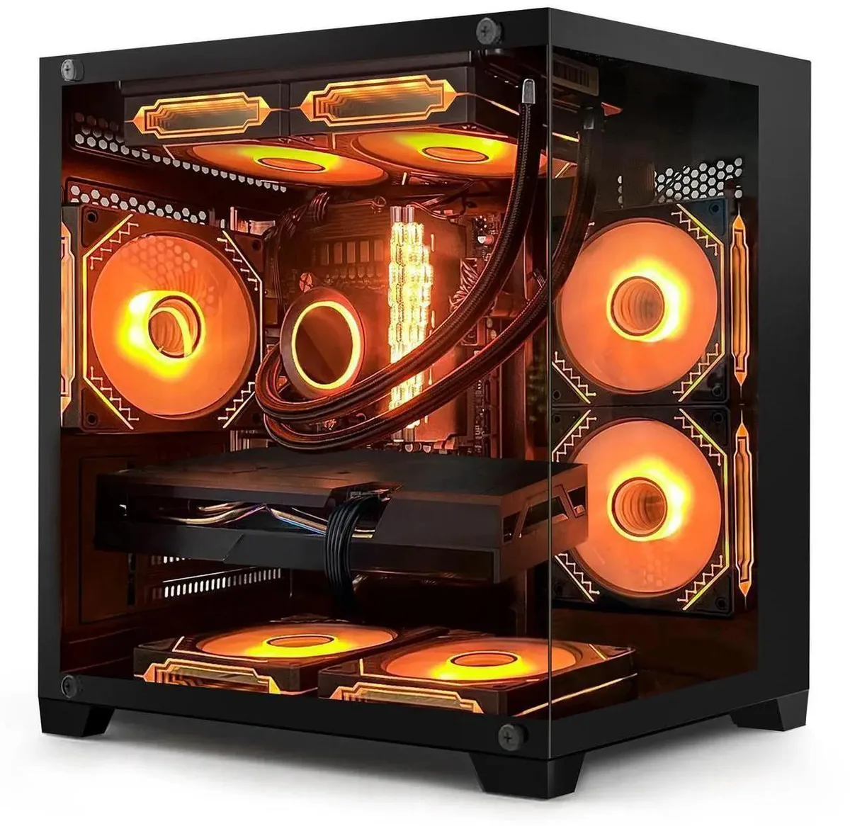 Hoengager Hoengager Gaming PC i5-13400F RX 9060 XT 16G 16GB DDR4 1TB Liquid Black — product photo