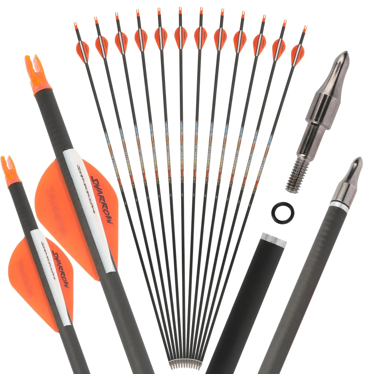 wolfman wolfman Carbon Arrows 31" Spine 300 12pcs Orange &amp; White — product photo