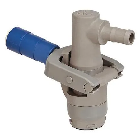 Piusi composite dispense coupler with 90-degree outlet and EPDM seal