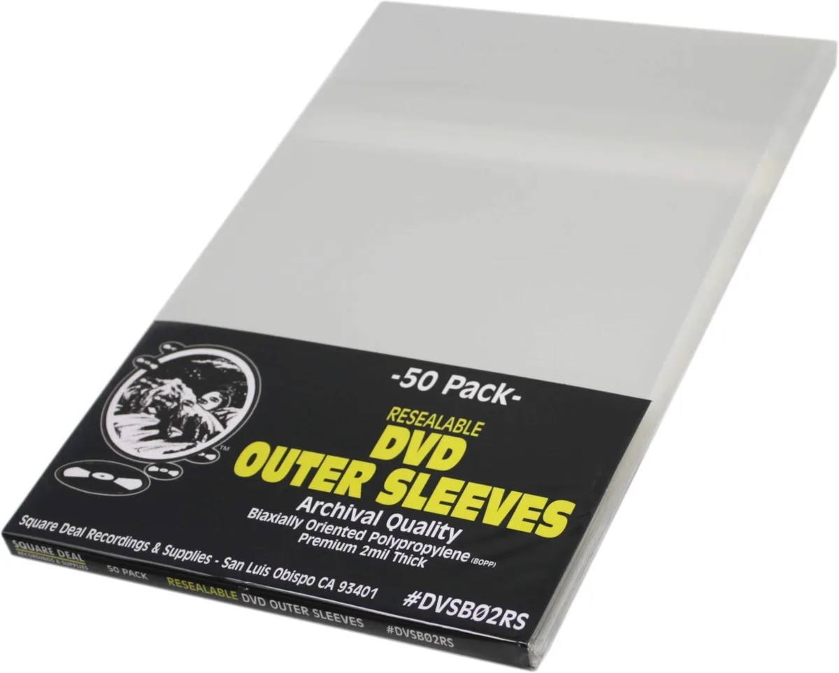  Square Deal Recordings &amp; Supplies Resealable DVD Sleeves 50 Pack 14mm-15mm — product photo