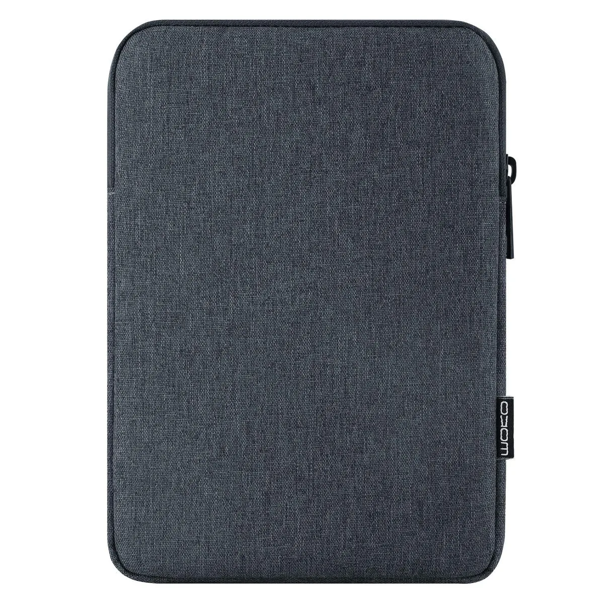 Black tablet sleeve, soft polyester, zip closure, fits 9 to 11 inch devices