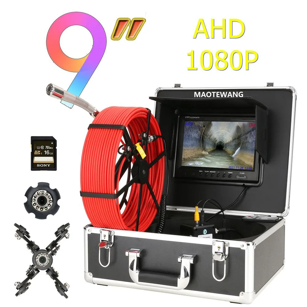 9 inch pipe inspection monitor with 20m cable and stainless steel camera head