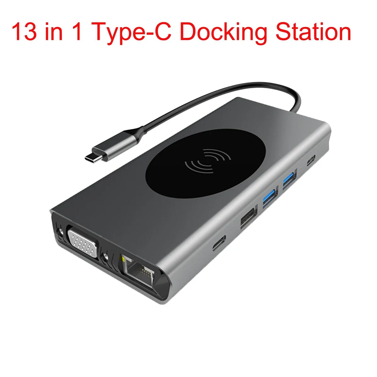 LUOM LUOM BXS13IN1 13-in-1 Docking Station Wireless Charging Pro Air Ethernet VGA Silver — product photo