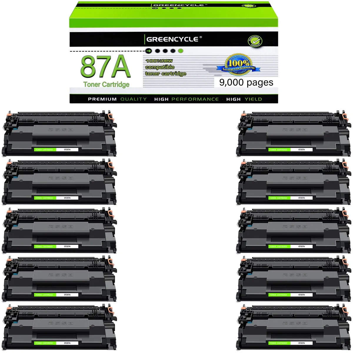 GREENCYCLE GREENCYCLE CF287A toner cartridge 10-pack black 9000 pages — product photo
